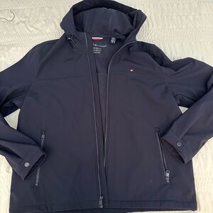 Tommy Hilfiger Men's Navy Hooded Water Resistant Jacket - Size XL
